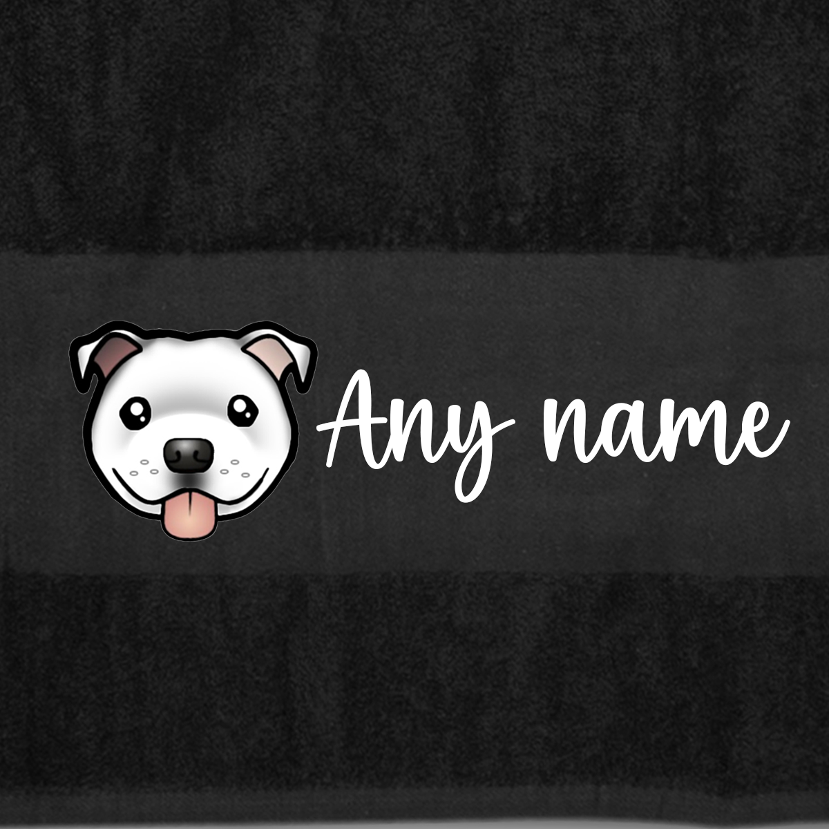 BLACK Any Pet Name And A Choice Of Dog Breed - Bath Towel