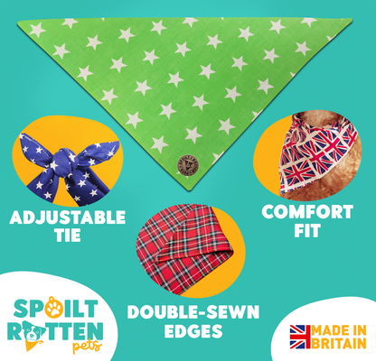 The Cheltenham - Large Star on Lime Tied Dog Bandana