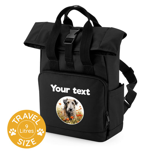 Travel Rucksack 9 Litres Black Wildflower Dog Breed Design