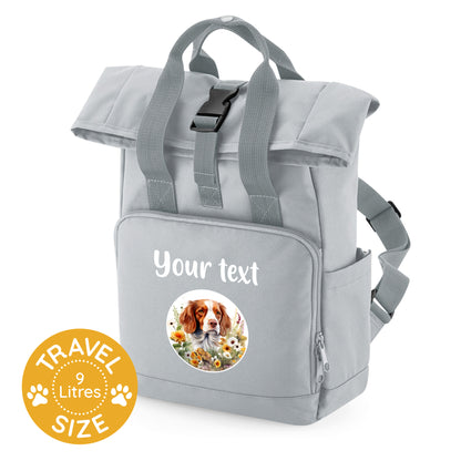 Travel Rucksack 9 Litres Grey Wildflower Dog Breed Design