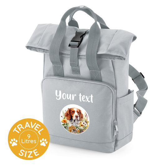 Travel Rucksack 9 Litres Grey Wildflower Dog Breed Design