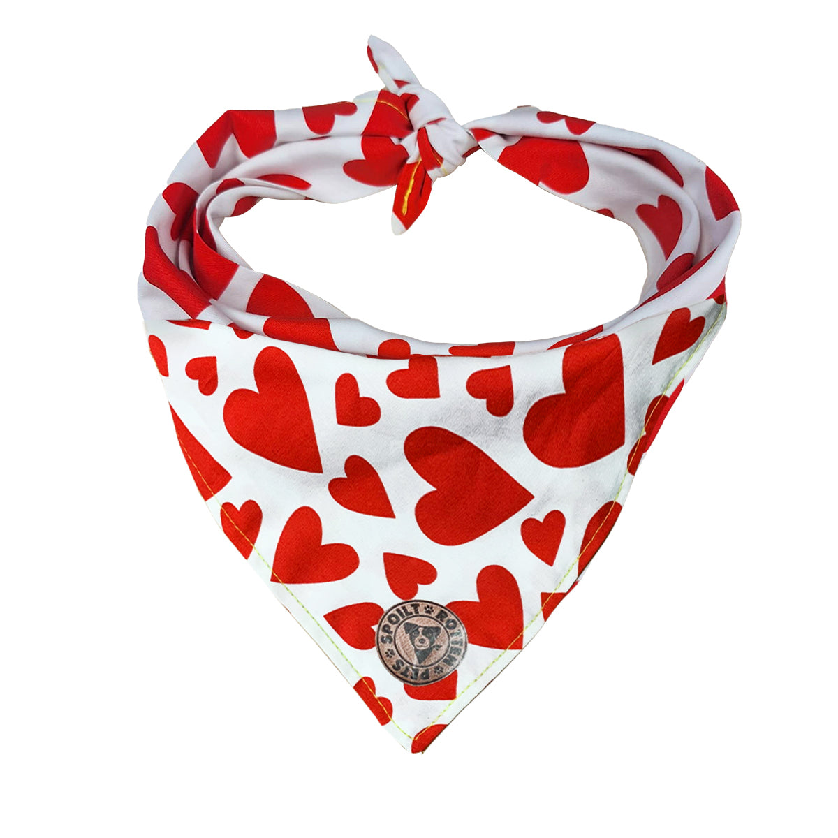 The Romsey - Red Hearts Tied Dog Bandana