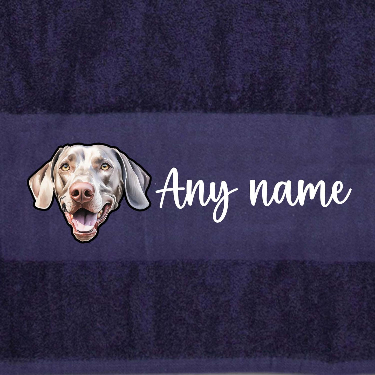 MIDNIGHT BLUE Any Pet Name And A Choice Of Dog Breed - Travel Towel