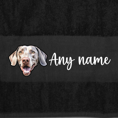 BLACK Any Pet Name And A Choice Of Dog Breed - Bath Towel