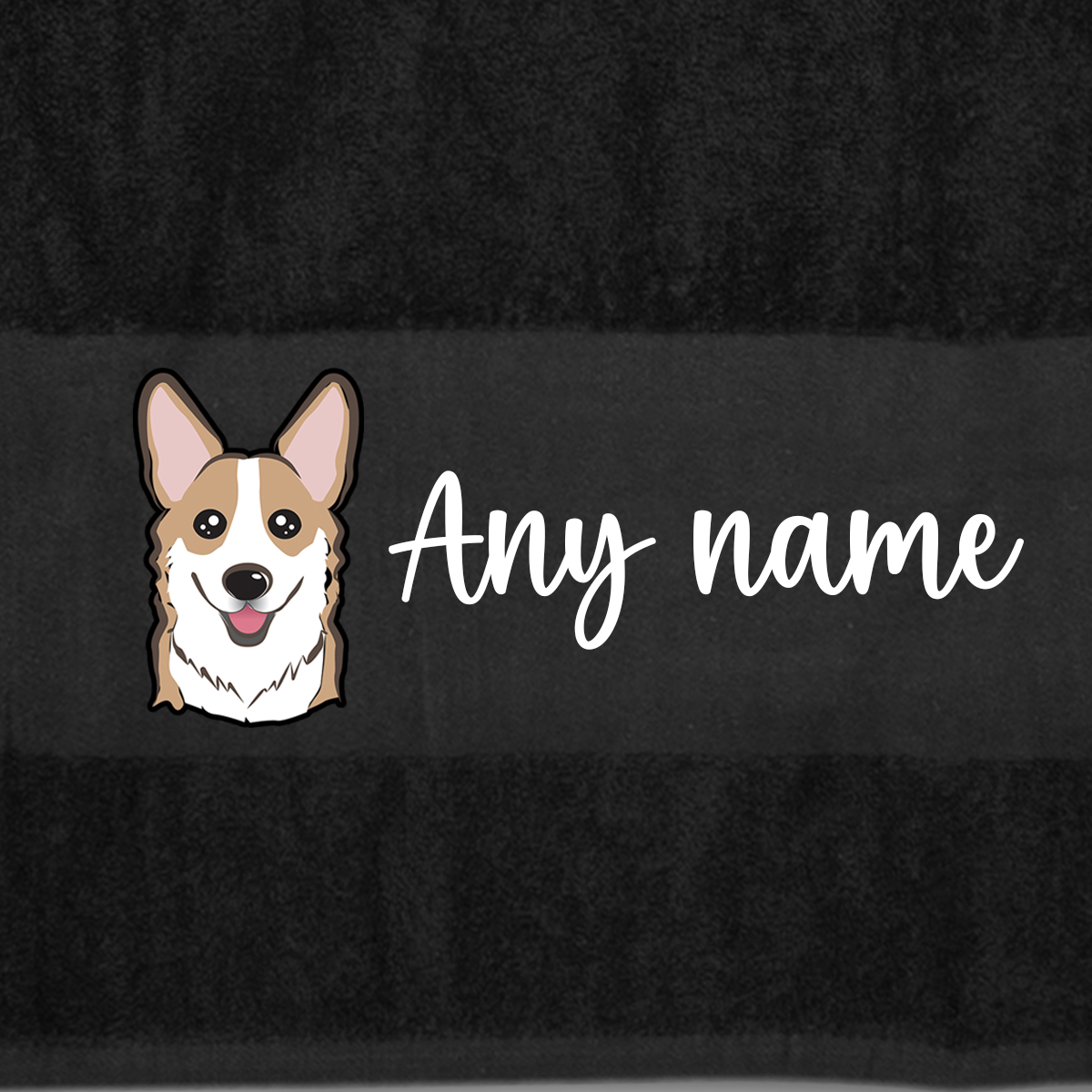 BLACK Any Pet Name And A Choice Of Dog Breed - Bath Towel