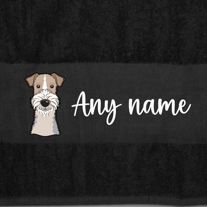 BLACK Any Pet Name And A Choice Of Dog Breed - Bath Towel
