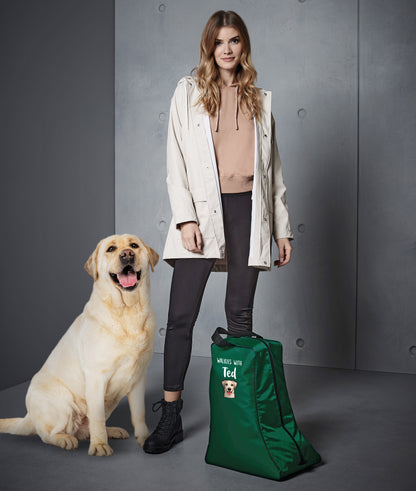 Green Walkies with Any Dog Breed Personalised with Name Welly Boot Bag