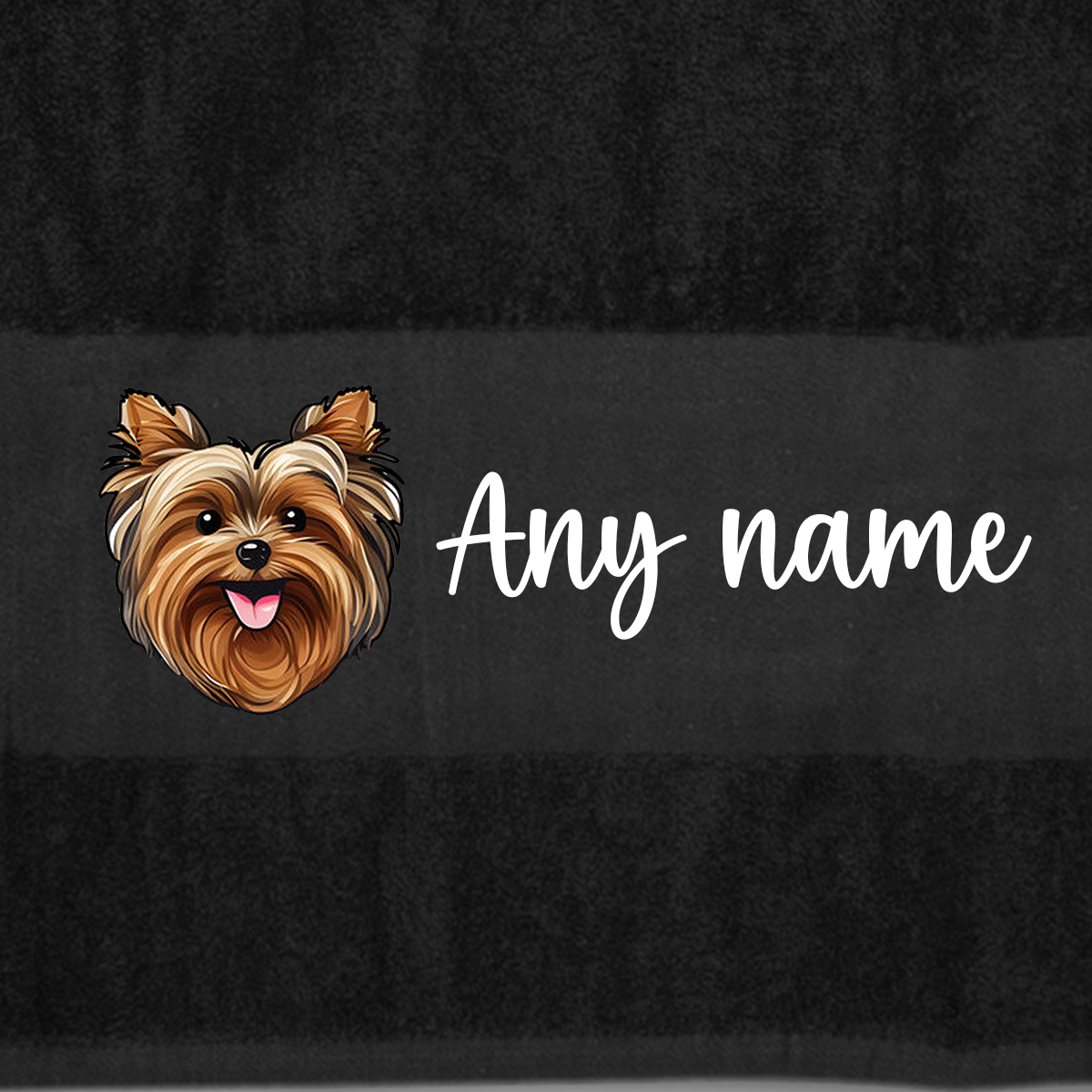 BLACK Any Pet Name And A Choice Of Dog Breed - Bath Towel