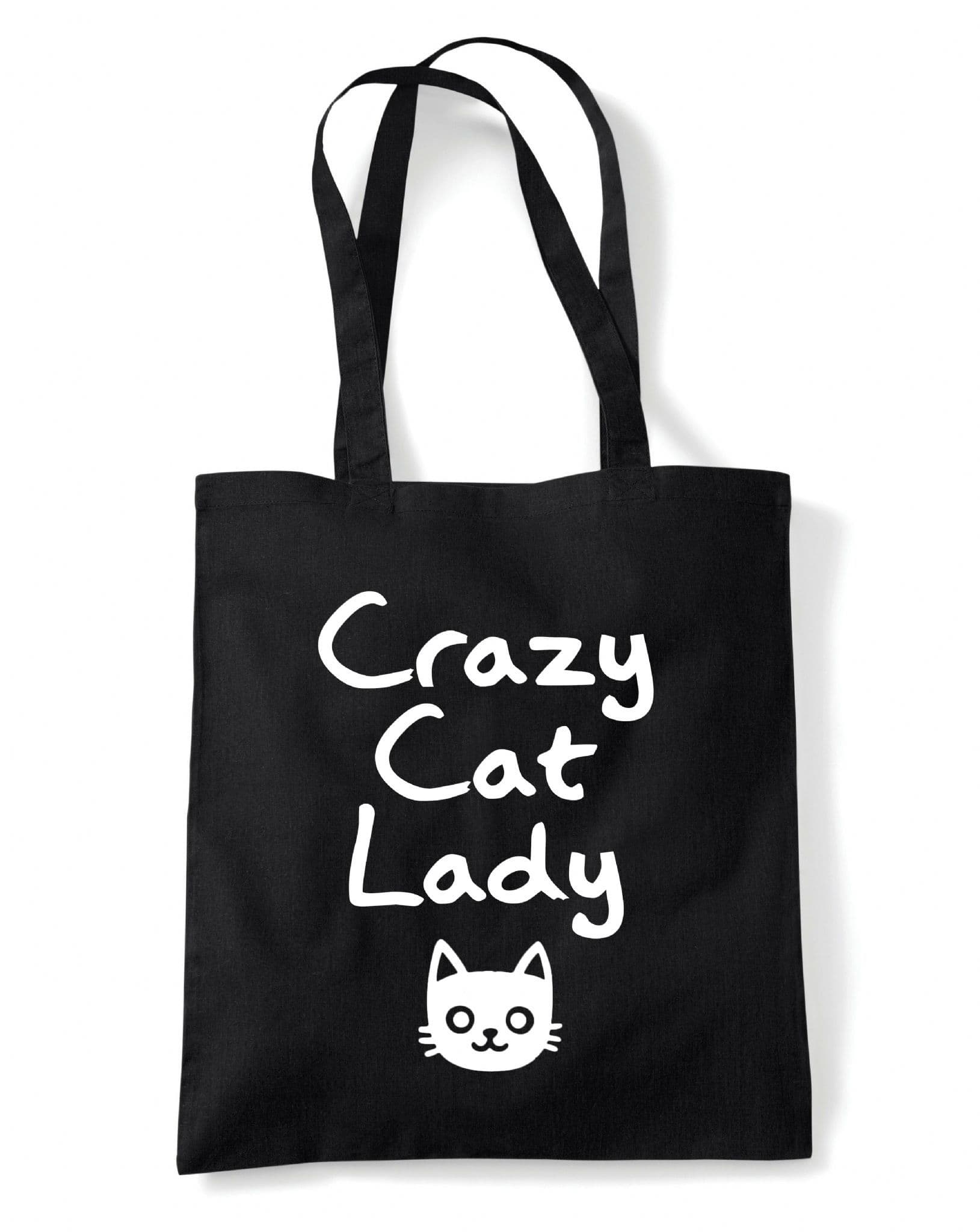 Crazy Cat Lady Reusable Cotton Shopping Bag Tote with Long Handles