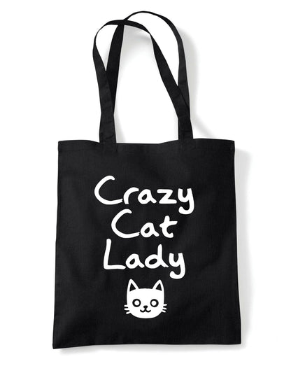 Crazy Cat Lady Reusable Cotton Shopping Bag Tote with Long Handles
