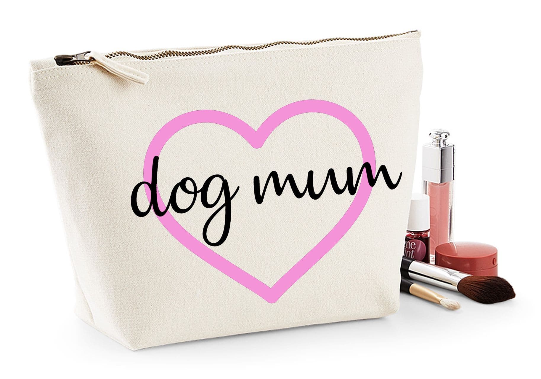 'Dog Mum' Natural Cotton Make-Up Bag Personalised