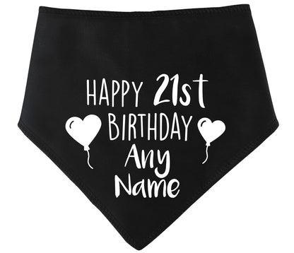 Happy Birthday Any Age And Name Heart Balloons Dog Bandana