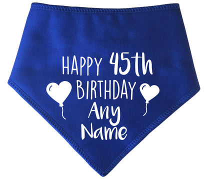 Happy Birthday Any Age And Name Heart Balloons Dog Bandana