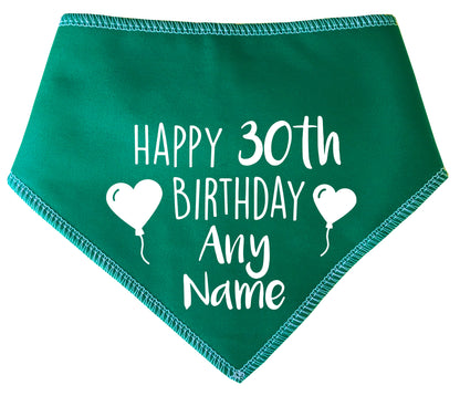 Happy Birthday Any Age And Name Heart Balloons Dog Bandana
