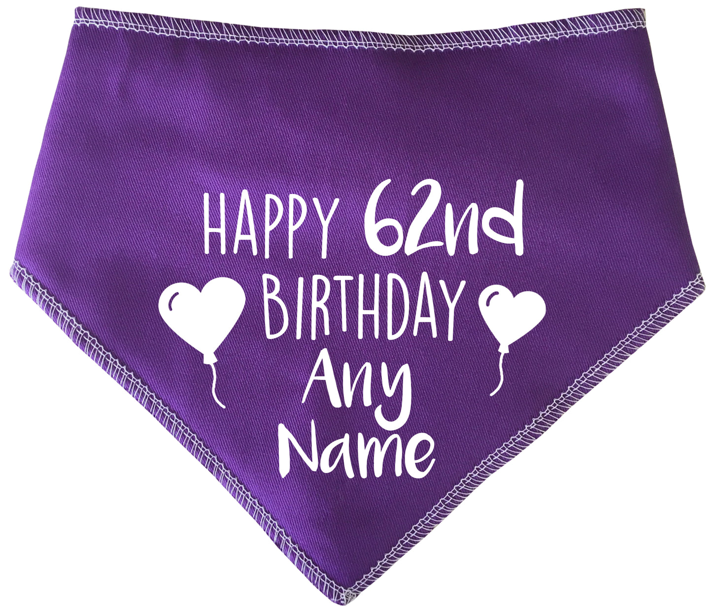 Happy Birthday Any Age And Name Heart Balloons Dog Bandana