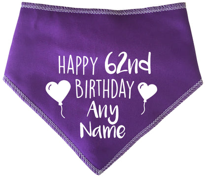 Happy Birthday Any Age And Name Heart Balloons Dog Bandana