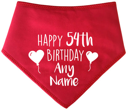 Happy Birthday Any Age And Name Heart Balloons Dog Bandana