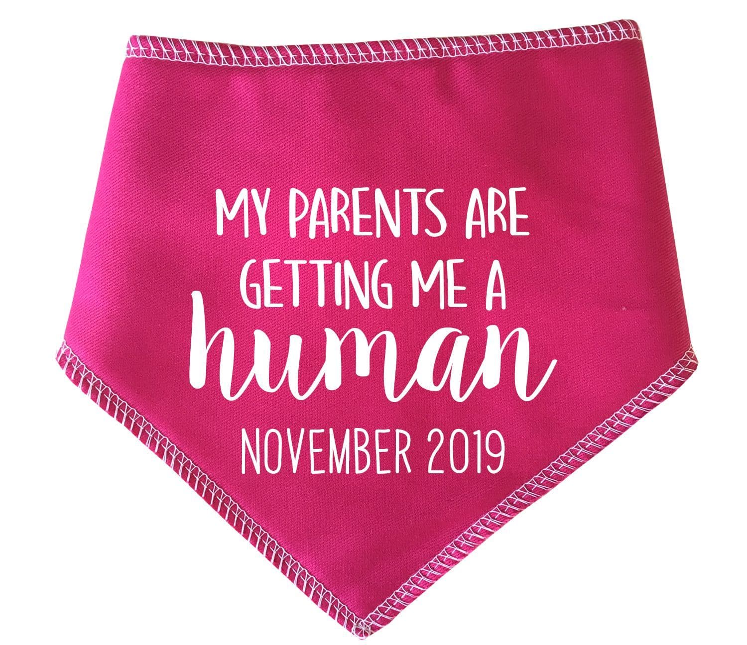 'My Parents Are Getting Me A Human' Personalised With Date Dog Bandana