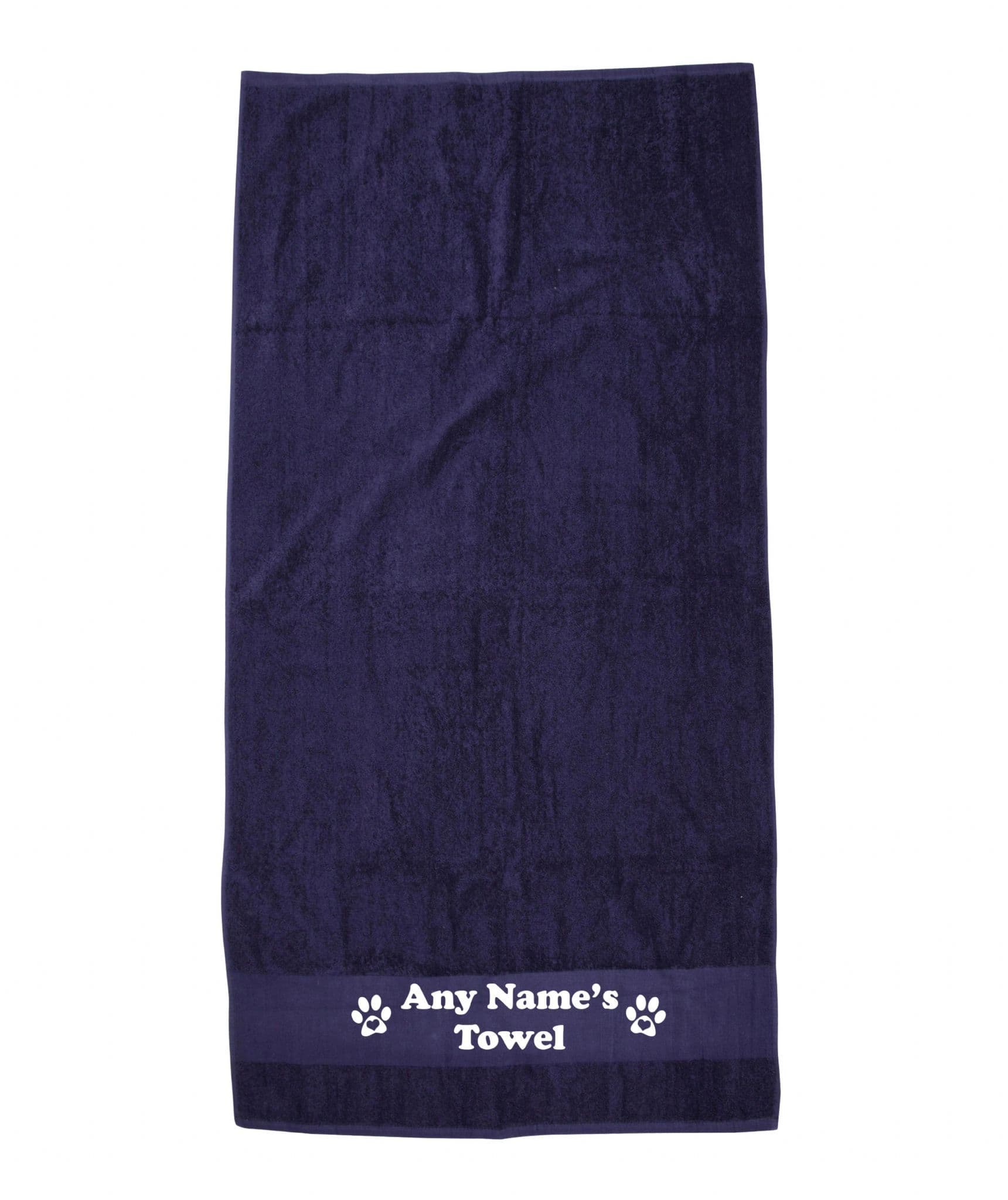 Navy Blue Personalised Printed Towel - Any Name or Wording