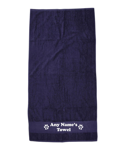 Navy Blue Personalised Printed Towel - Any Name or Wording