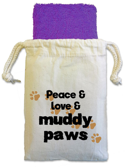 'Peace & Love & Muddy Paws'' Dog Flannel Cloth For Muddy Walks