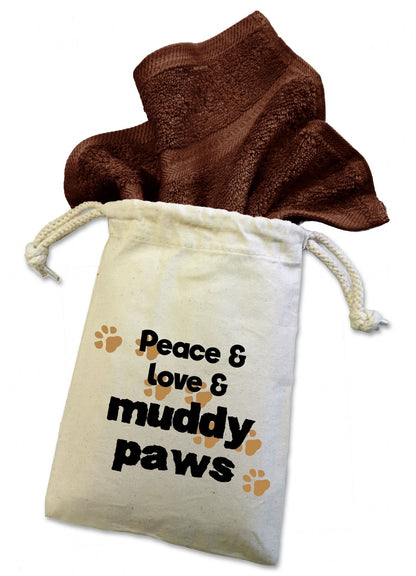 'Peace & Love & Muddy Paws'' Dog Flannel Cloth For Muddy Walks