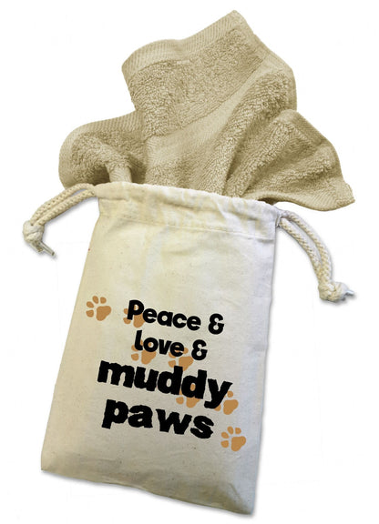 'Peace & Love & Muddy Paws'' Dog Flannel Cloth For Muddy Walks