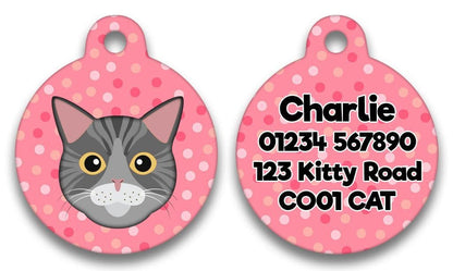 Personalised Pink Polka With Choice Of Cat Heads