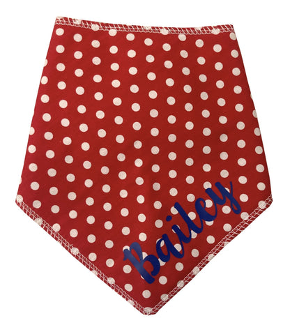 Personalised Red Polka Dot Dog Bandana