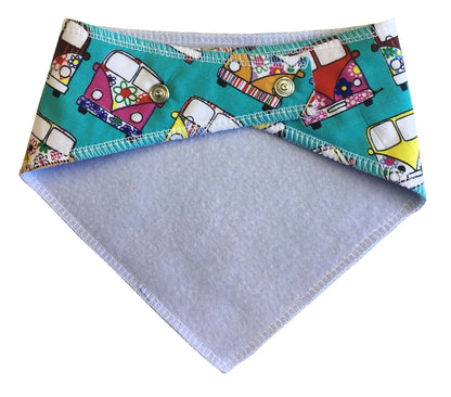 VW Camper Turquoise Pattern Fabric Dog Bandana