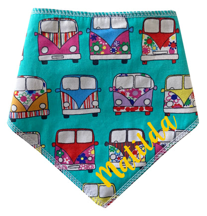 VW Camper Turquoise Pattern Fabric Dog Bandana