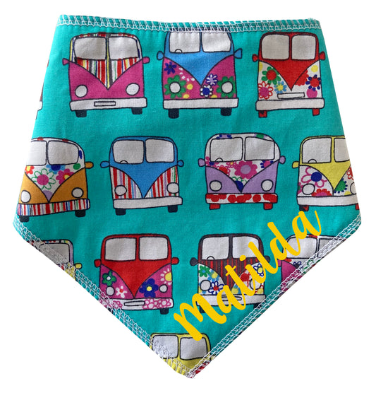 VW Camper Turquoise Pattern Fabric Dog Bandana