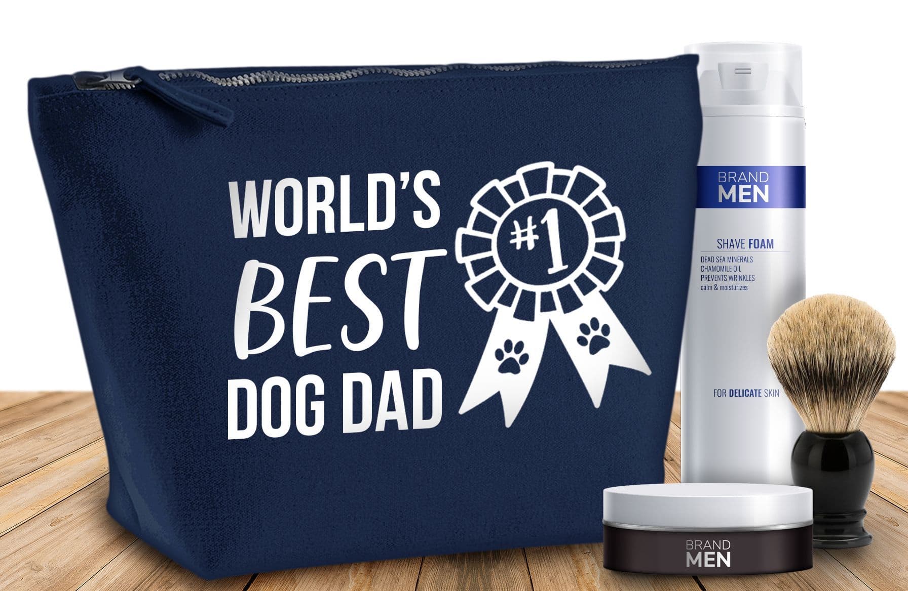 'Worlds Best Dog Dad' Any Message Natural Cotton Make-Up Bag Personalised